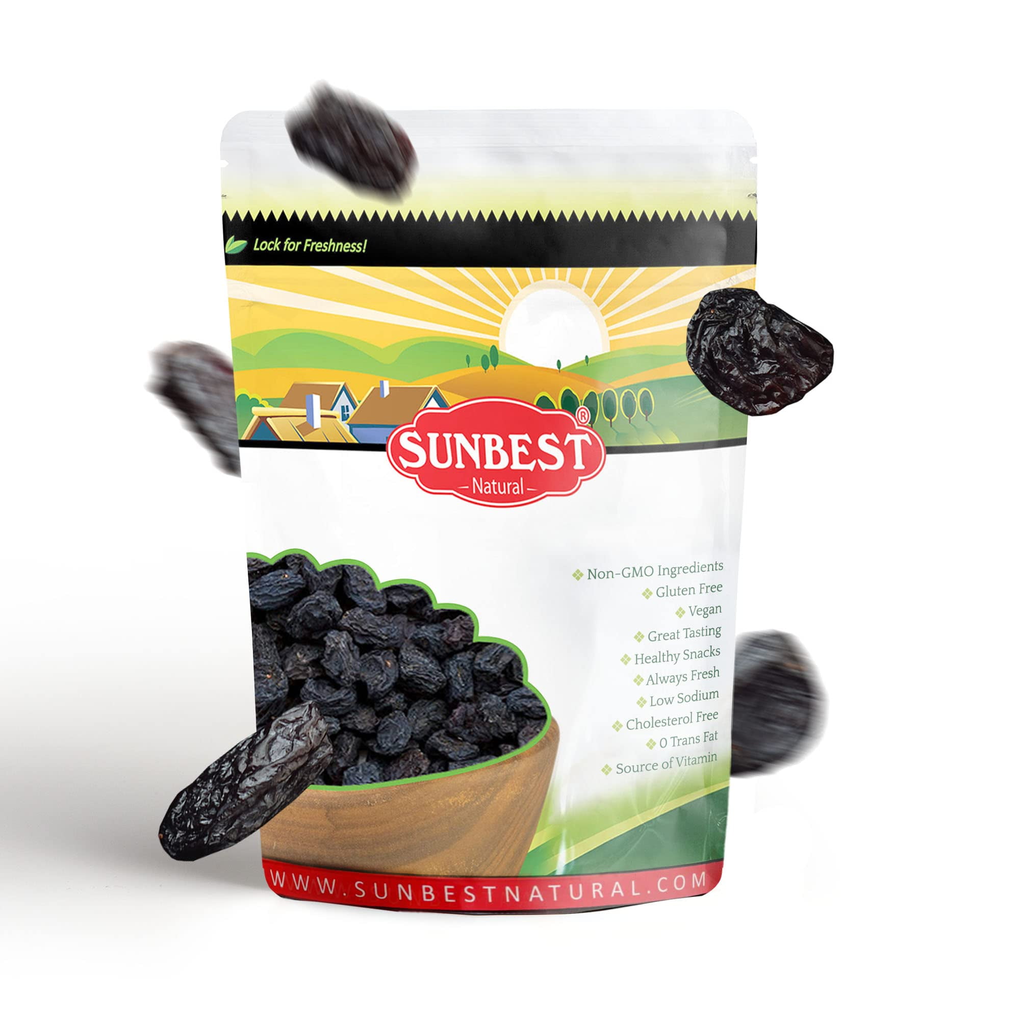 Sunbest Natural Black Raisins, Jumbo, Seedless, NonGMO, Vegan, Kosher