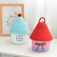 thumbnail image 6 of Ctnporpo House Shape Cotton Rope Woven Storage Basket With Lid Large Capacity Cute Bedroom Storage Toy Baskets Storages Charming Home Bin Toy Organizer Basket, 6 of 7
