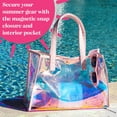 thumbnail image 3 of Paris Hilton Clear Iridescent Tote Bag with Magnetic Snap Closure & Interior Pocket, 15 in x 10 in x 5 in, 3 of 9