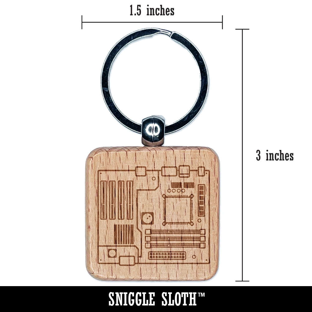 Computer Motherboard Circuit Board Square Keychain Charm Tag