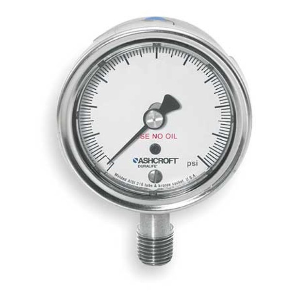ASHCROFT 251009SW02LX6B160 Pressure Gauge, 0 to 160 psi, 1/4 in MNPT