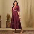 thumbnail image 2 of Globus Women Embroidered Puff Sleeve Tiered Fit & Flare Maxi Ethnic Dress, 2 of 6