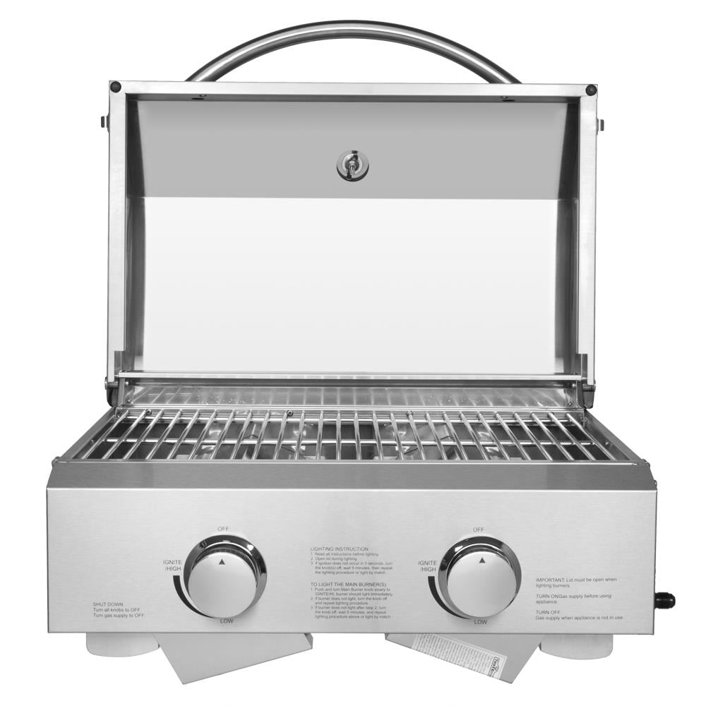 Winado Portable Outdoor Tabletop Stainless Steel 2 Burner Gas 20000BTU BBQ Grill Picnic