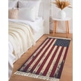 thumbnail image 3 of Area Rug with Tassels 2' x 5', Vintage Patriotic American Flag Kitchen Runner Rug for Hallway Bedroom Throw Rugs, Independence Day Stars Stripes Soft Door Mat for Bathroom Entrance Living Room, 3 of 9