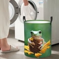 thumbnail image 5 of Daiia Tree Frog Sitting On Sunflowes Round Laundry Basket with Handles Thickened Waterproof Circular hamper,Dirty Clothes Storage Basket for Bedroom,Bathroom,College Dorm-Medium, 5 of 6