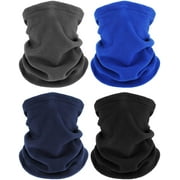 4 Pieces Winter Neck Warmers Gaiter Windproof Face Covering (Black, Blue, Dark Gray, Navy Blue)
