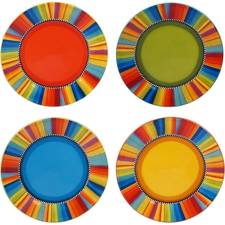 Sierra 11-Inch Dinner Plates, Set of 4, Multicolor Fiesta-Inspired Tableware – Great for Everyday Dining, Entertaining, and Vibrant Tablescapes