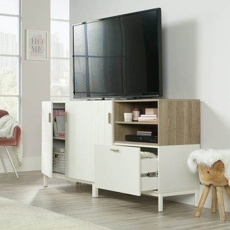 Sauder - Anda Norr Modular Credenza for Most Flat-Panel TVs Up to 60" - White With Sky Oak Accents