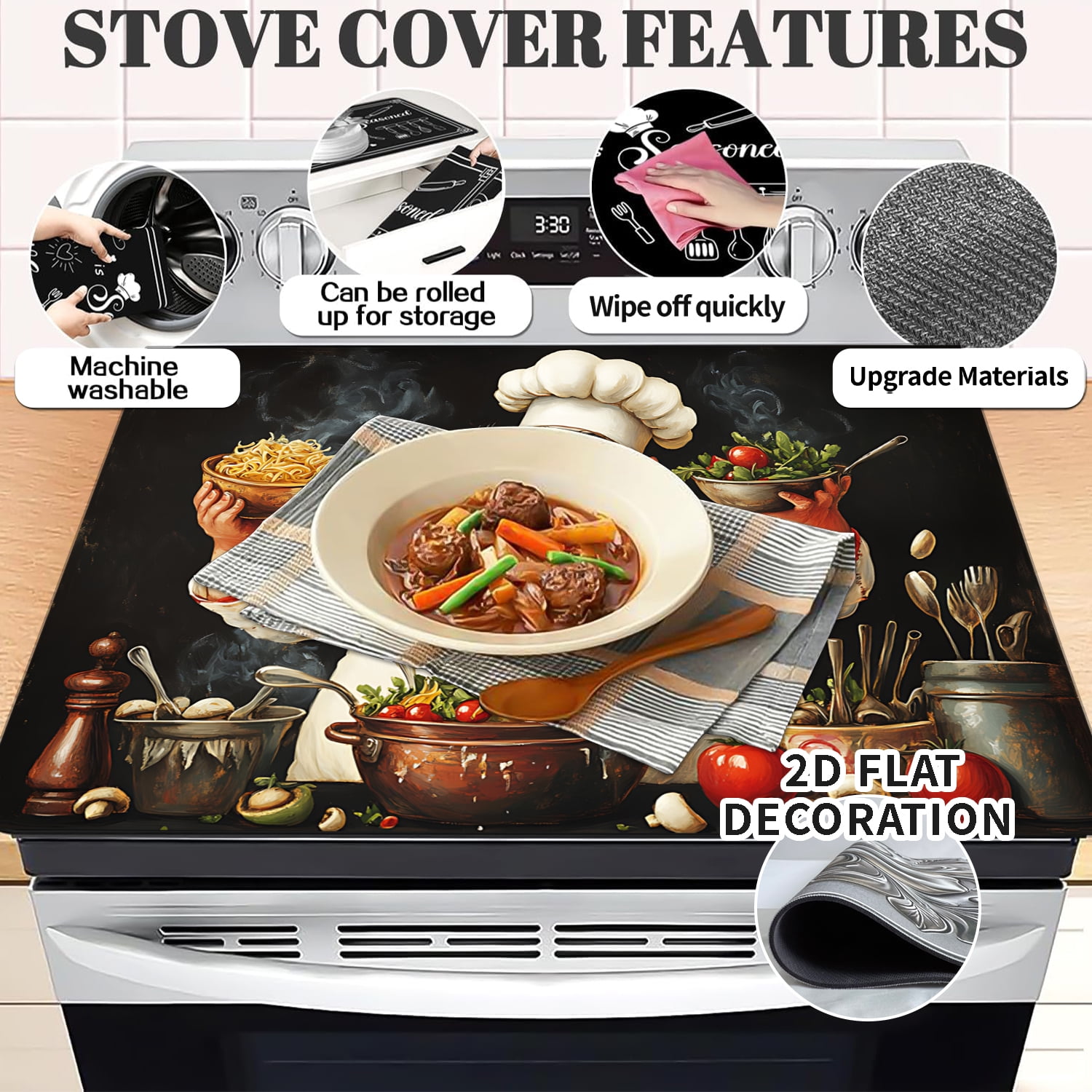 Stove Top Cover for Electric Stove 28 "x 20 ", Heat Resistant Glass Top Stove Cover Protector, Glass Cooktop Covers, Kitchen Flat Electric Stove Top Covers