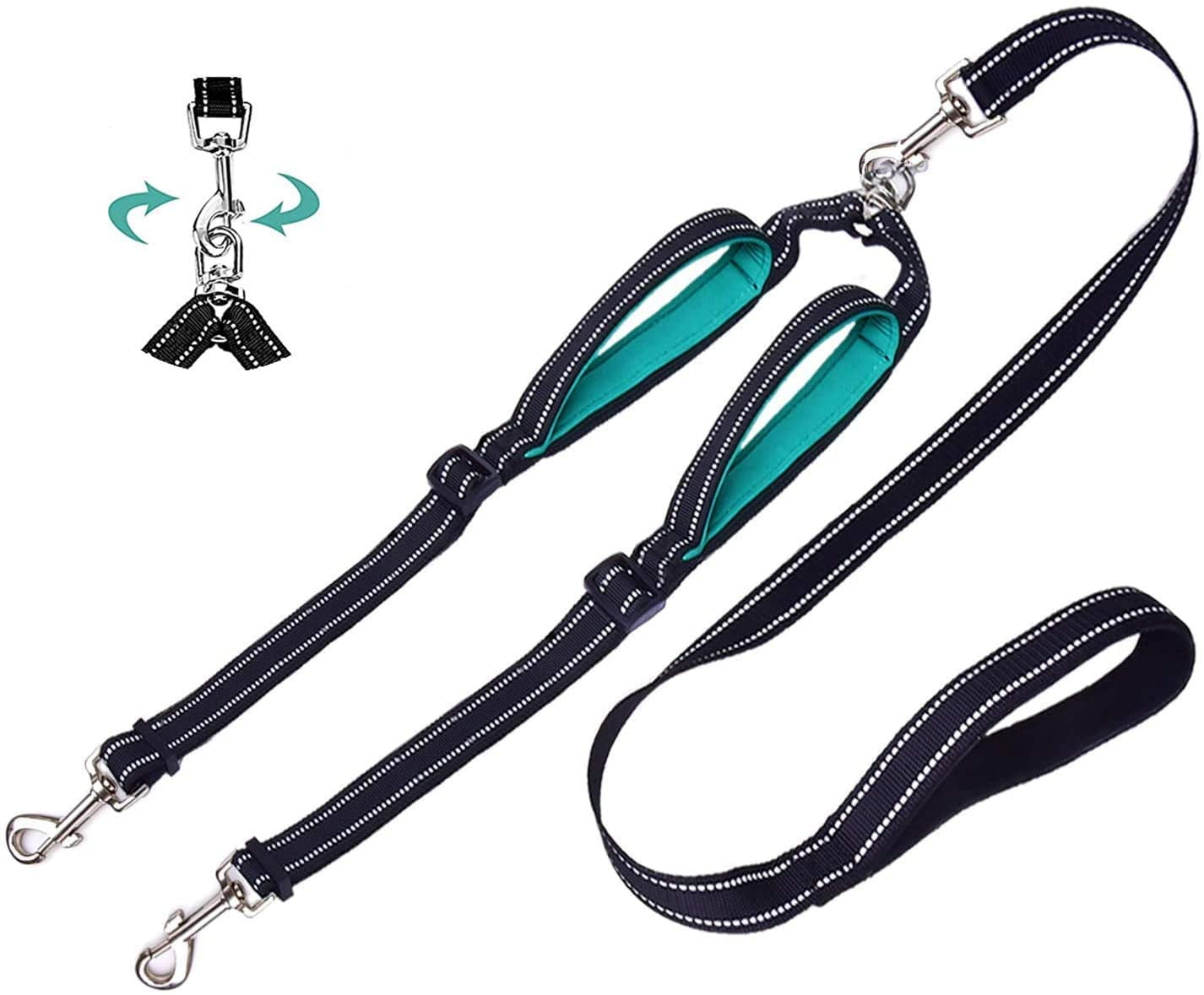 Double Dog Lead, Dual Leash Coupler Splitter No Tangle with Comfortable