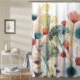 thumbnail image 3 of Color Shower Curtain, Floral Shower Curtains for Bathroom, Beautiful Bright Fabric Bathroom Curtain Set with 12 Hooks, Waterproof Design, 72"×72", 3 of 6