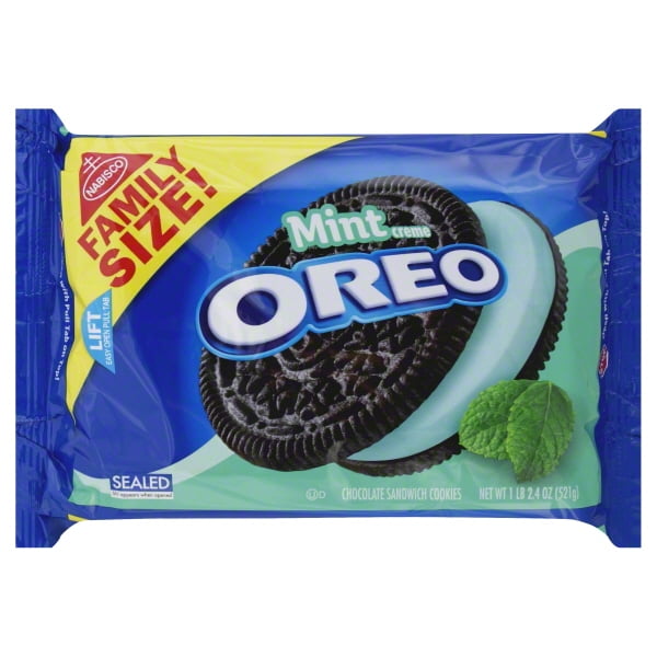 Nabisco Oreo Mint Creme Chocolate Sandwich Cookies Family Size, 18.4 Oz