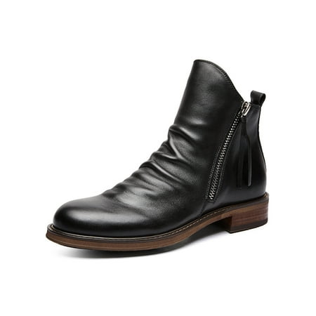 

Kesitin Men Casual Chukka Leather Boot Formal Comfortable Non Slip Bootie Shoes Black 7.5