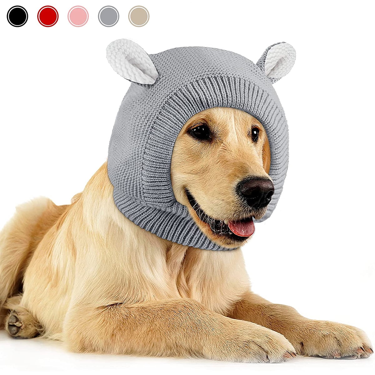 Quiet Dog Ear Muffs Noise Protection Pet Ears Covers Knitted Hat