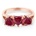 thumbnail image 2 of Gem Stone King 18K Rose Gold Plated Silver 3-Stone Ring 6mm Set with Red Zirconia, 2 of 3
