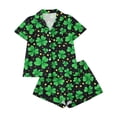 thumbnail image 4 of Fewfanhot Women's Shamrock Print Shorts Pajama Set, Soft Button Down Sleepwear for St.Patrick's Day, Two-Piece Pajamas, 4 of 6