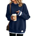thumbnail image 2 of Womens Sweatshirt Classic Crew Neck French Terry Split Hem Loose Pullover Sweatshirts Fake Two‑Piece Long Sleeve Layered Casual Top, 2 of 6