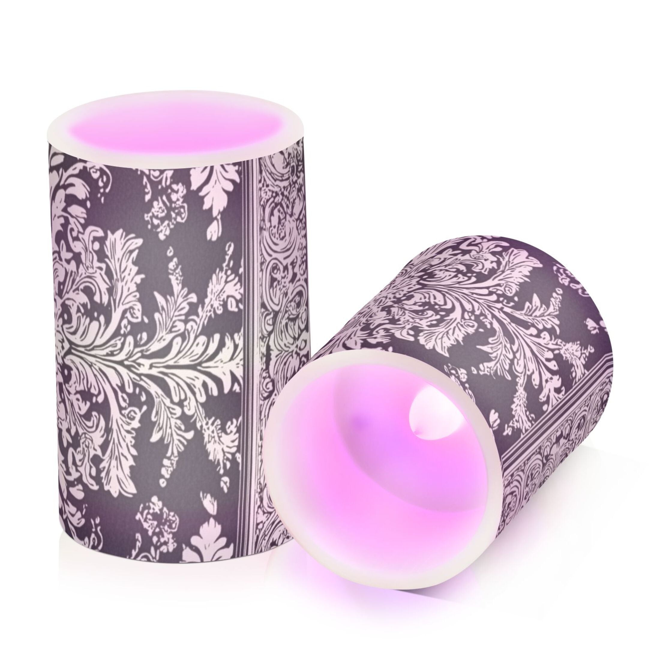 Black and White Paisley Flowers Pattern Flickering Flameless Candles LED Tealight Battery Operated with Remote Set of 2 Holiday Decor Ornaments