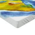 thumbnail image 2 of Ambesonne Earth Fitted Sheet, Globe of Earth Watercolors, Queen Size, Pale Blue Green Yellow, 2 of 3