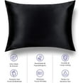 thumbnail image 2 of TAFTS Silk Pillowcase 27 Momme 100% Pure Mulberry Silk Pillowcase & Sleep Mask for Hair and Skin, Grade 6A Long Fiber Natural Silk Pillow Case, Concealed Zipper, Queen, Midnight Black, 2 of 3