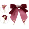 thumbnail image 3 of DARING DIVA Women's Retro Velvet Ribbon Pre-Tied Bow Tie Red, 3 of 5