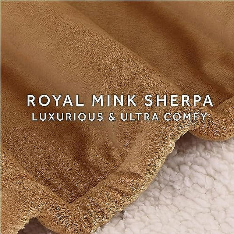 Sunbeam Royal Mink Sherpa Honig Beheizte persönliche Überwurf/Decke,  gemütlich-warm, verstellbare Heizstufen
