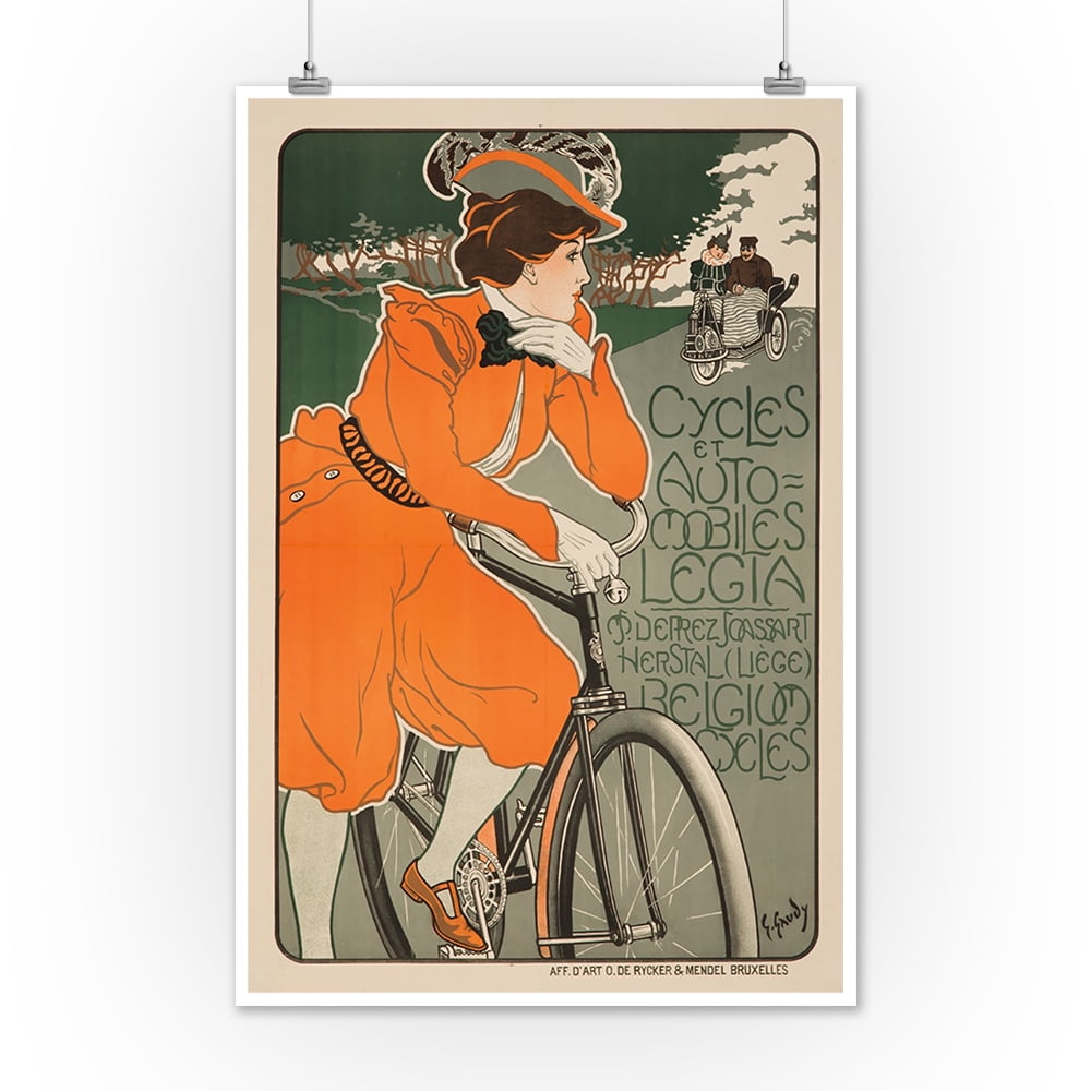 CYCLES AND CARS LEGIA VINTAGE AD POSTER georges gaudy belgium 1898 24X36 HOT