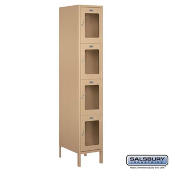 Salsbury S-54168TN-U 1 x 6 x 18 in. Four Tier Extra Wide See Through Metal Locker, Tan - Unassembled