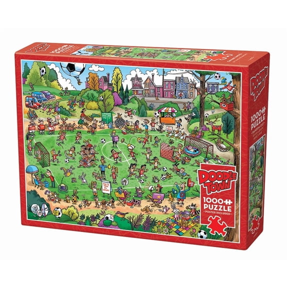 Cobble Hill 1000 Piece Puzzle - Doodletown: Offside Antics - Sample Poster Included
