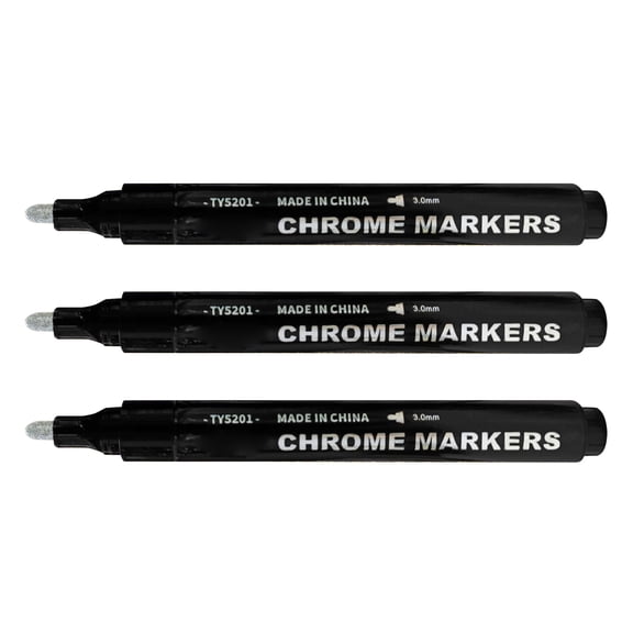 Yajisi 3Pack Mirror Paint Pens Chrome Marker Pen for Mirror Surface Permanent Reflective Liquid Suitable for Model Painting, Glass, Plastic DIY Art Projects 0.7mm 1mm 3mm Tip Sizes, Silver