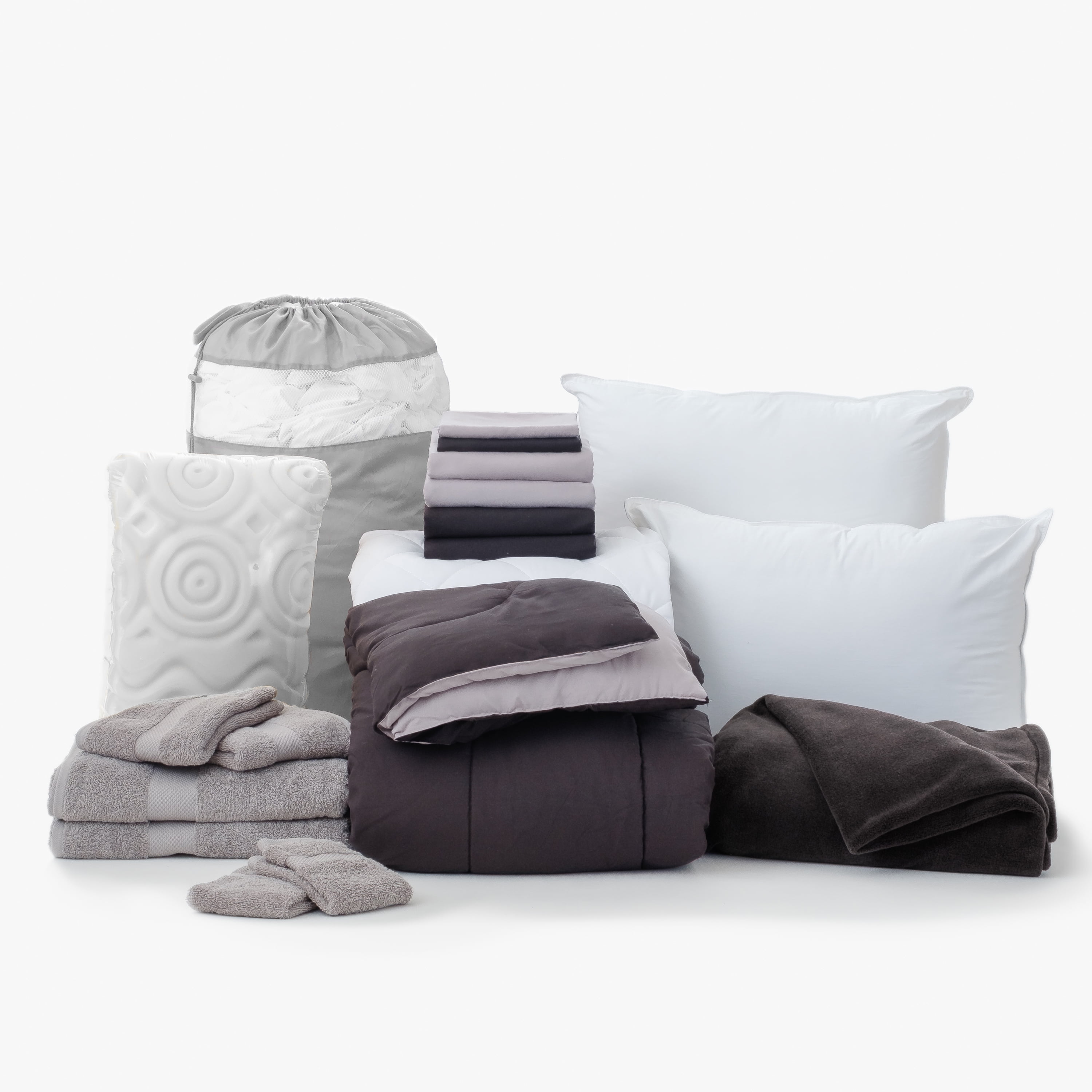 The Comfort Dorm Essentials Value Pack in Blake Black and Gray, 19