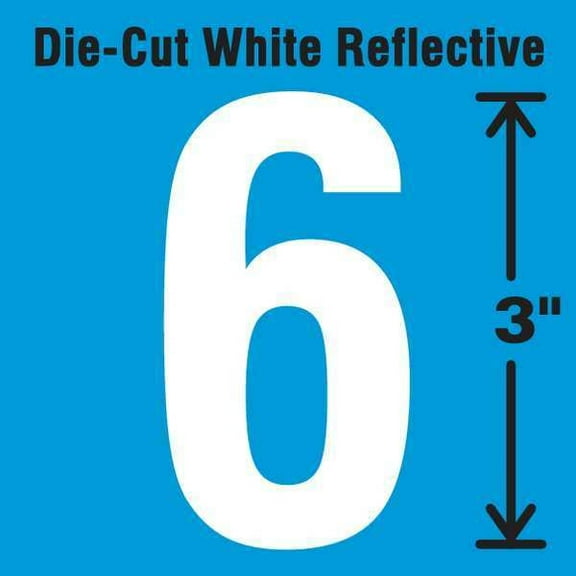 Stranco Die-Cut Refl. Number Label,6,3In H,PK5 DWR-3-6-5