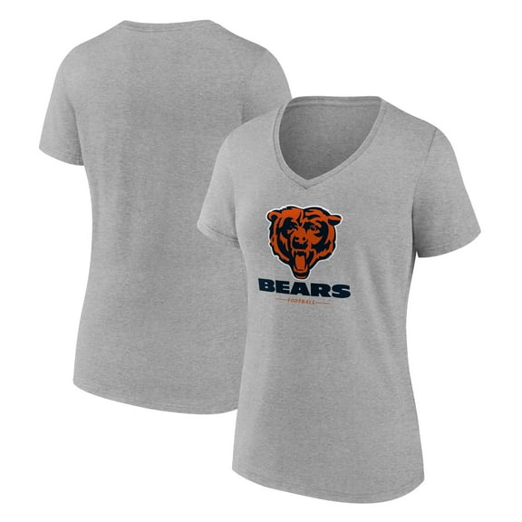 Women's Gray Chicago Bears Logo Team Lockup V-Neck T-Shirt