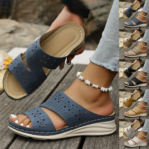 Miluxas Wedge Sandals Women Summer: Comfortable Open Toe Dressy Platform Sandal Shoes White 9.5(43)