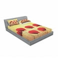 thumbnail image 3 of Ambesonne Floral Fitted Sheet & Pillow Sham Set, Retro Poppy Flowers, Twinxl, Scarlet Pale Yellow, 3 of 3