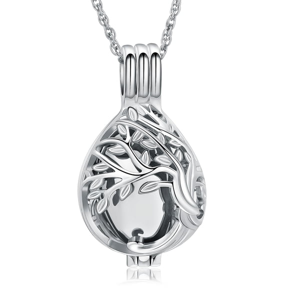 Stainless Steel Tree of Life Cut Out Egg Hollow Urn Pendant Cremation Jewelry for Ashes Necklace Memorial Jewelry