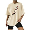 thumbnail image 1 of EQWLJWE Hauts d'Été pour Femmes Hauts pour Femmes Liquidation Mode Femme T-Shirt à Manches Courtes Col Rond Imprimé Blouse Ample, 1 of 5
