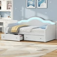 thumbnail image 3 of Harper & Bright Designs Twin Size Daybed with 2 Storage Drawers and LED Light, Twin Velvet Upholstered Daybed with Wave Cloud Backrest, Beige, 3 of 9