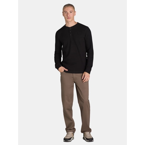 George Men’s and Big Men’s Thermal Henley T-Shirt with Long Sleeves, Sizes XS-3XLT