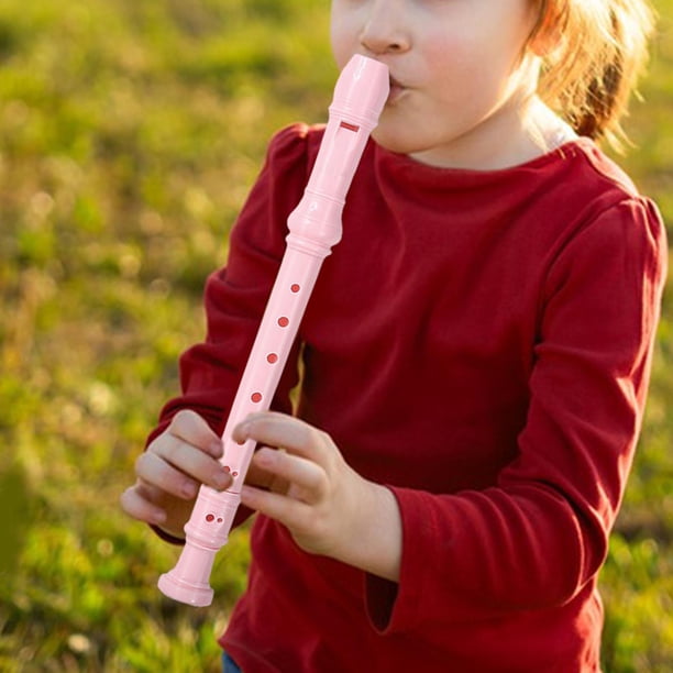 Juego de grabadora soprano, flauta, instrumento fácil de tamaño compacto, instrumento grabador de música de 8 orificios para adultos principiantes , Rosa