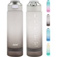 TRAHOO32oz Motivational Water Bottles with Times to Drink Leakproof