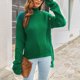 thumbnail image 4 of Suéter de cuello alto decorado con botones de cinta para mujer, prendas de punto sueltas de manga larga para otoño e invierno Pompotops FGAJ22538, 4 of 6