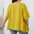 thumbnail image 2 of Birdeem Women Fashion Casual Solid Color Lace Short Sleeve Loose Plus Size Tee Tops Round Neck Tunic Blouse, 2 of 5