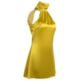 thumbnail image 4 of SAYOO Vestido corto halter casual para mujer Moda Color sólido Satén Sin espalda Cintura alta Vestido acampanado SAYOO  moda, 4 of 9