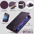 thumbnail image 5 of Magnetic 2 in 1 Magsafe Detachable Wallet Case for Samsung Galaxy S25 with Card Holder Women Men, Retro PU Leather【RFID Blocking】Kickstand Shockproof Cover, 5 of 14
