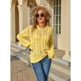 thumbnail image 6 of Womens Sweaters Knit Crew Neck Casual Long Sleeve Fall Tunic Sweater Tops Yellow M, 6 of 9