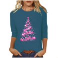 thumbnail image 4 of Christmas Shirts for Women Clearance 3/4 Length Sleeve Crewneck T-shirts Xmas Printed Holiday Graphic Tees (L, Navy 07), 4 of 5