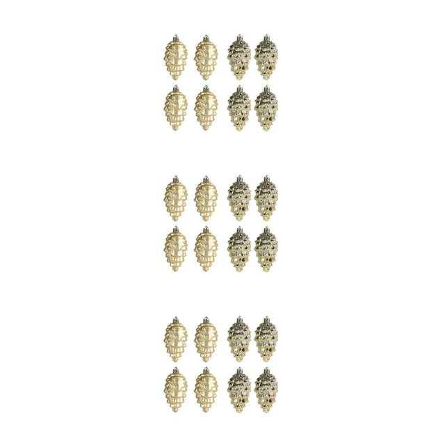 maskred 8piece Festive Christmas Decorations For Tree 8Pcs In 1 Pack Festive Decorations ABS Plastic Pine Tree Hanging Gold 3Set