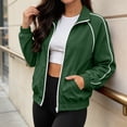 thumbnail image 4 of Kukoosong Women's Stand Collar Color‑Piped Full Zip Track Jacket, Long Sleeve Raglan Sleeve Casual Windbreaker Coat with Pockets, Winter Relaxed Fit Sporty Outerwear for Gym, 4 of 7