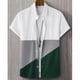 thumbnail image 4 of Camisa con estampado 3D de empalme de contraste de color de moda nueva de verano 2024 para hombre, versátil, informal, holgada, versátil, con cuello abatible y botones, 4 of 4